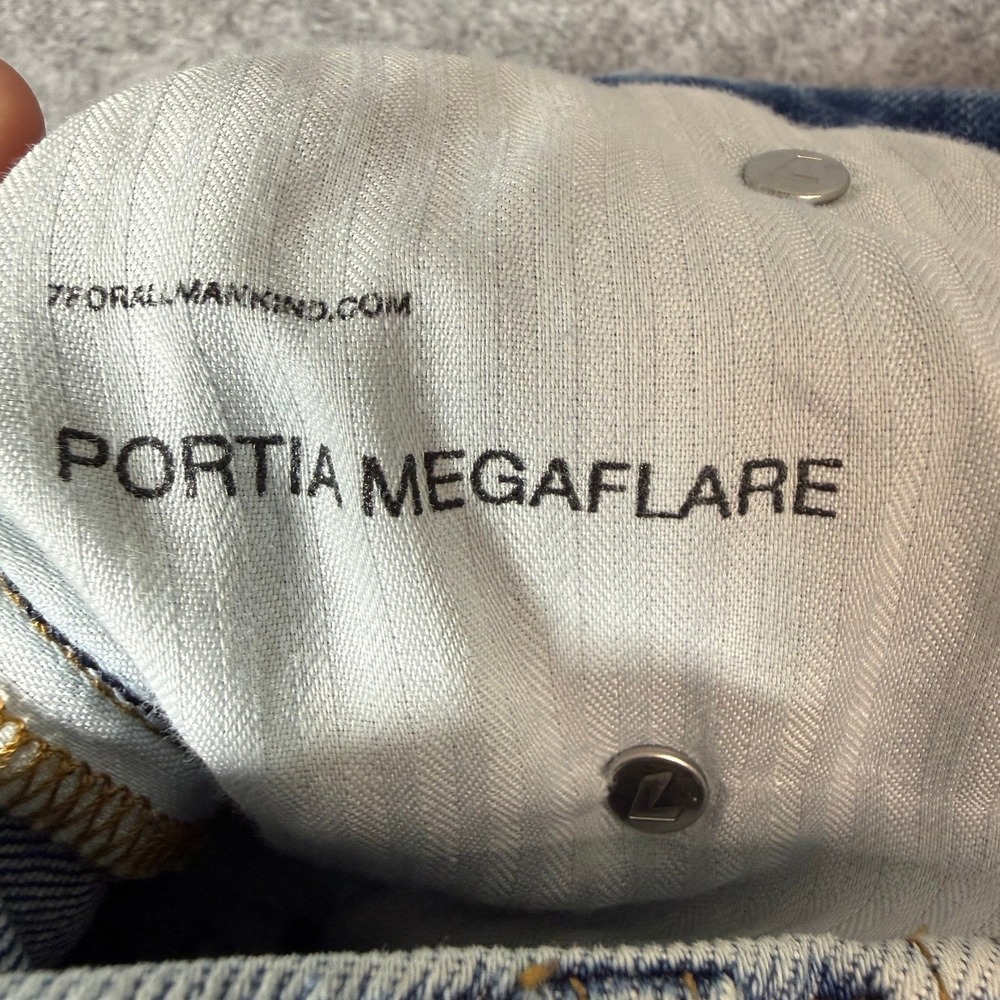 7 For All Mankind Portia Megaflare Jeans High Rise Sailor Button Fly Blue 28 - Picture 6 of 6